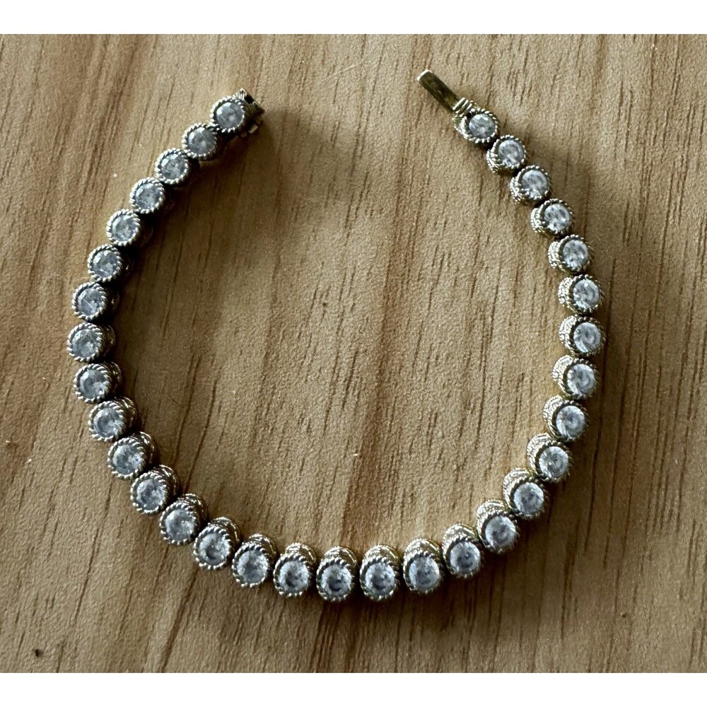 Gorgeous Judith Ripka 14K  Gold Clad SterlingTennis 7.5" Bracelet